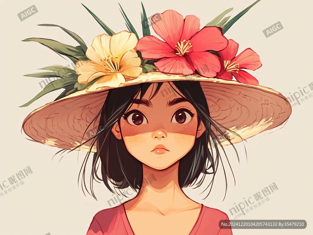 戴草帽少女