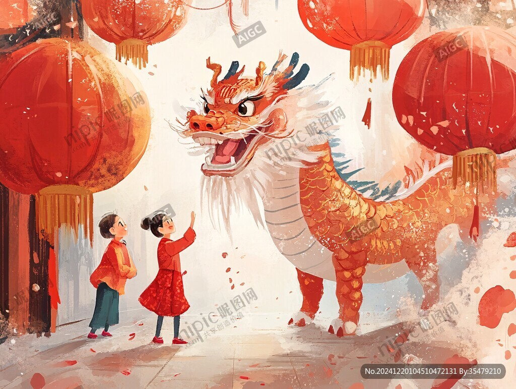 龙年年俗插画