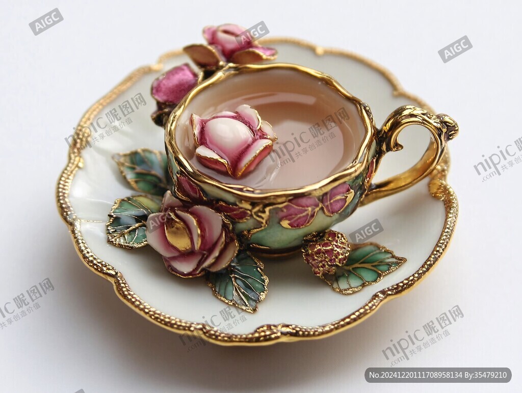 女式金质茶托茶盖