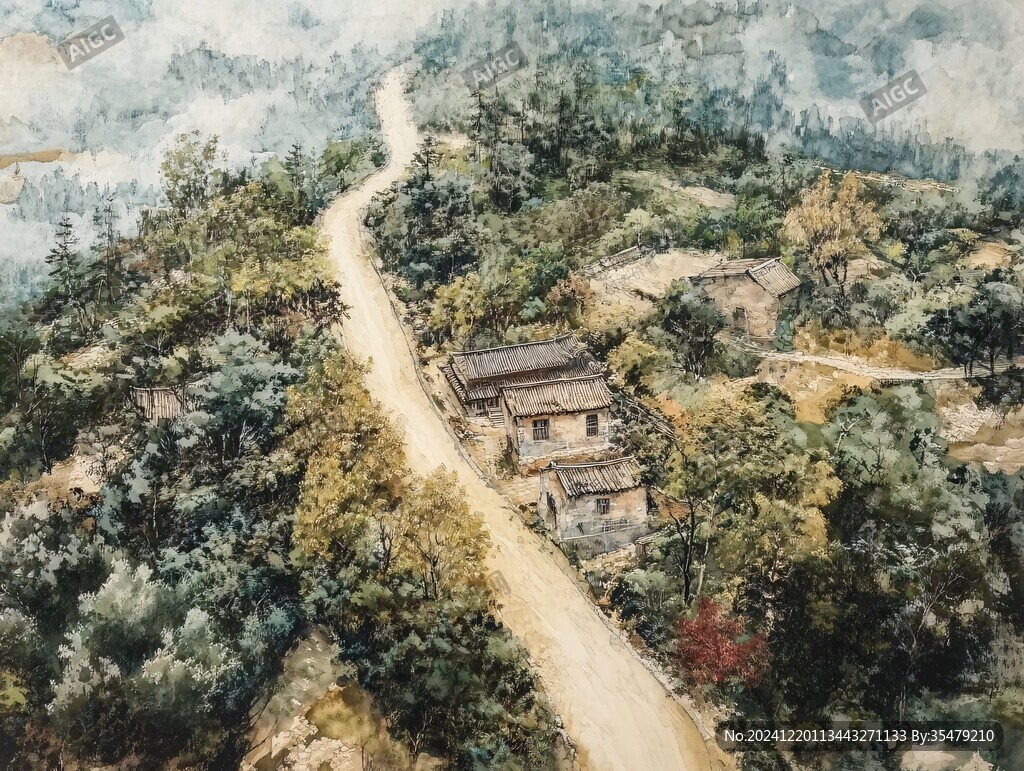山村油画