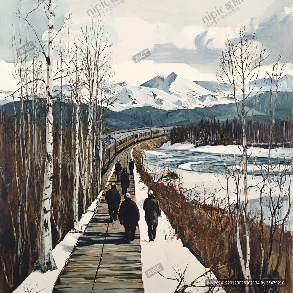 禾木风景插画