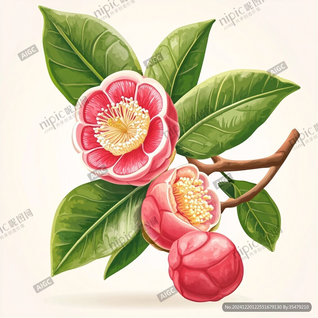 山茶果插画
