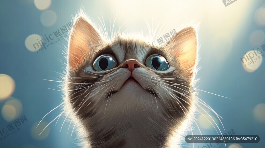 手绘大眼萌猫咪装饰画