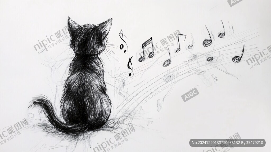 小黑猫插画