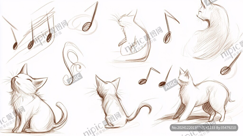 手绘猫素材