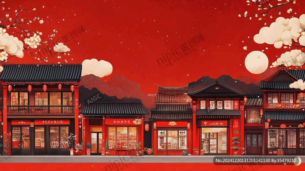 横店插画宣传背景素材