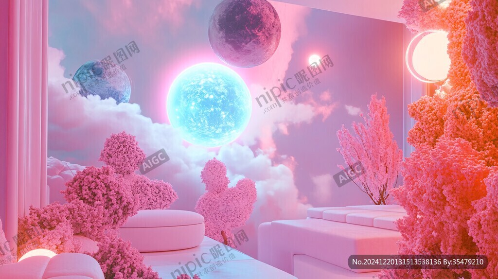粉红色的幻想环境