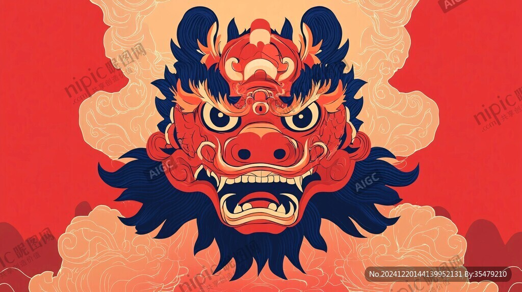 舞狮包装插画