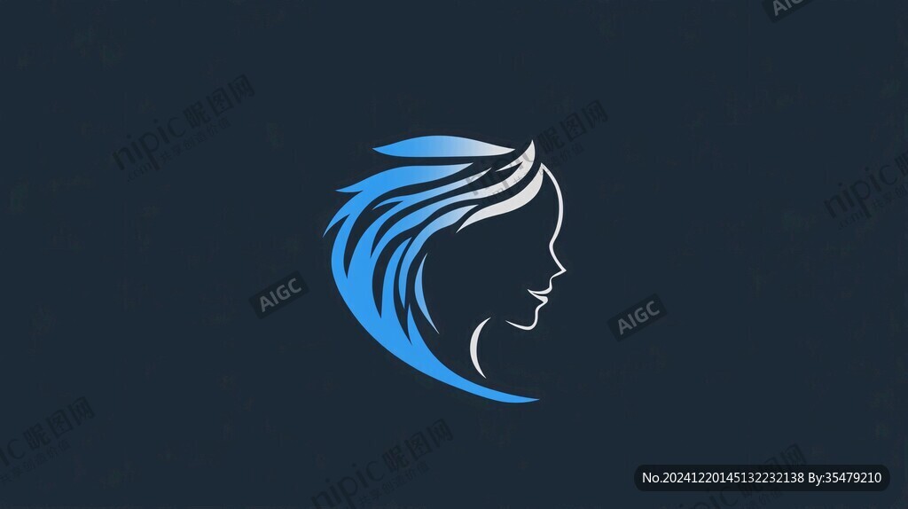 蓝发女logo设计