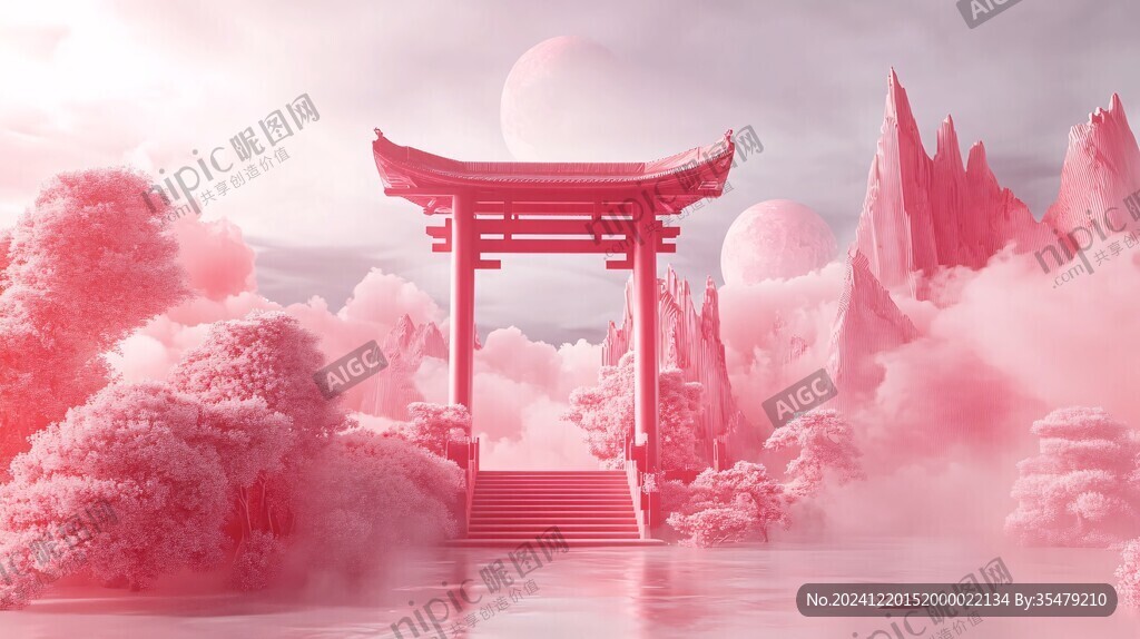 粉色的奇幻风景
