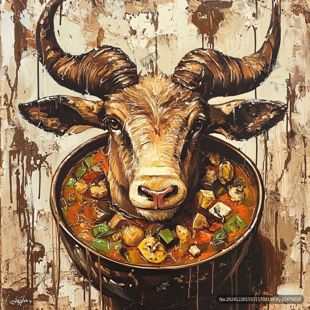 牛汤动物插画
