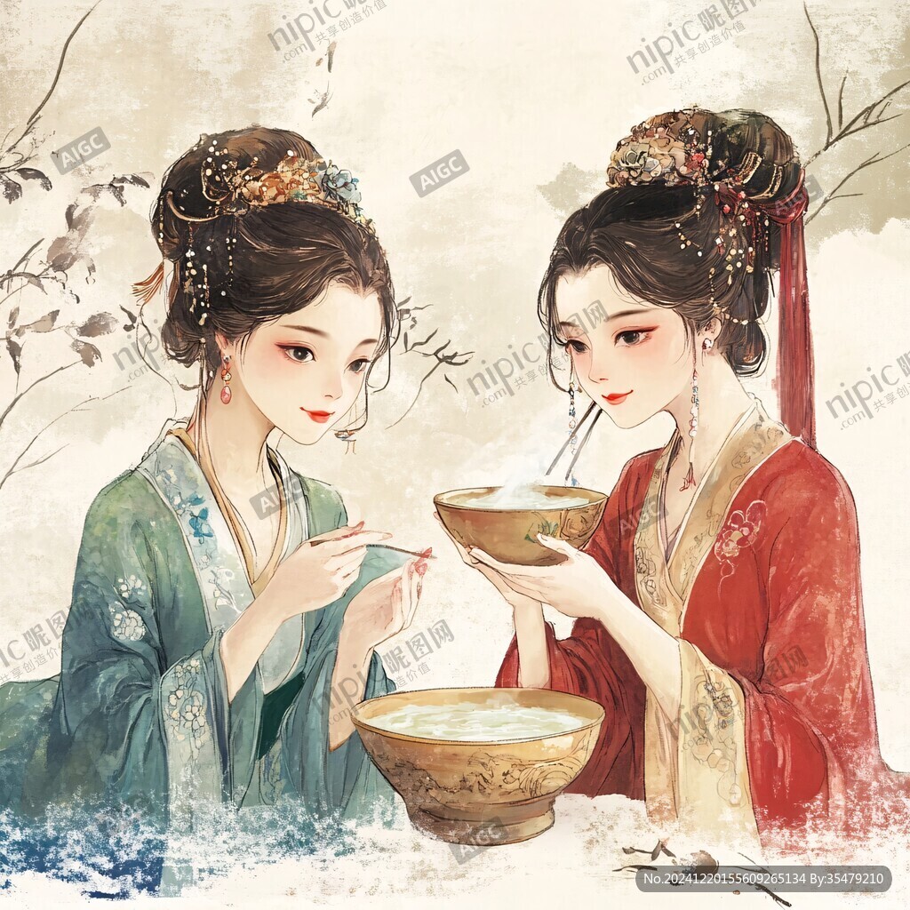 言情插画团扇画