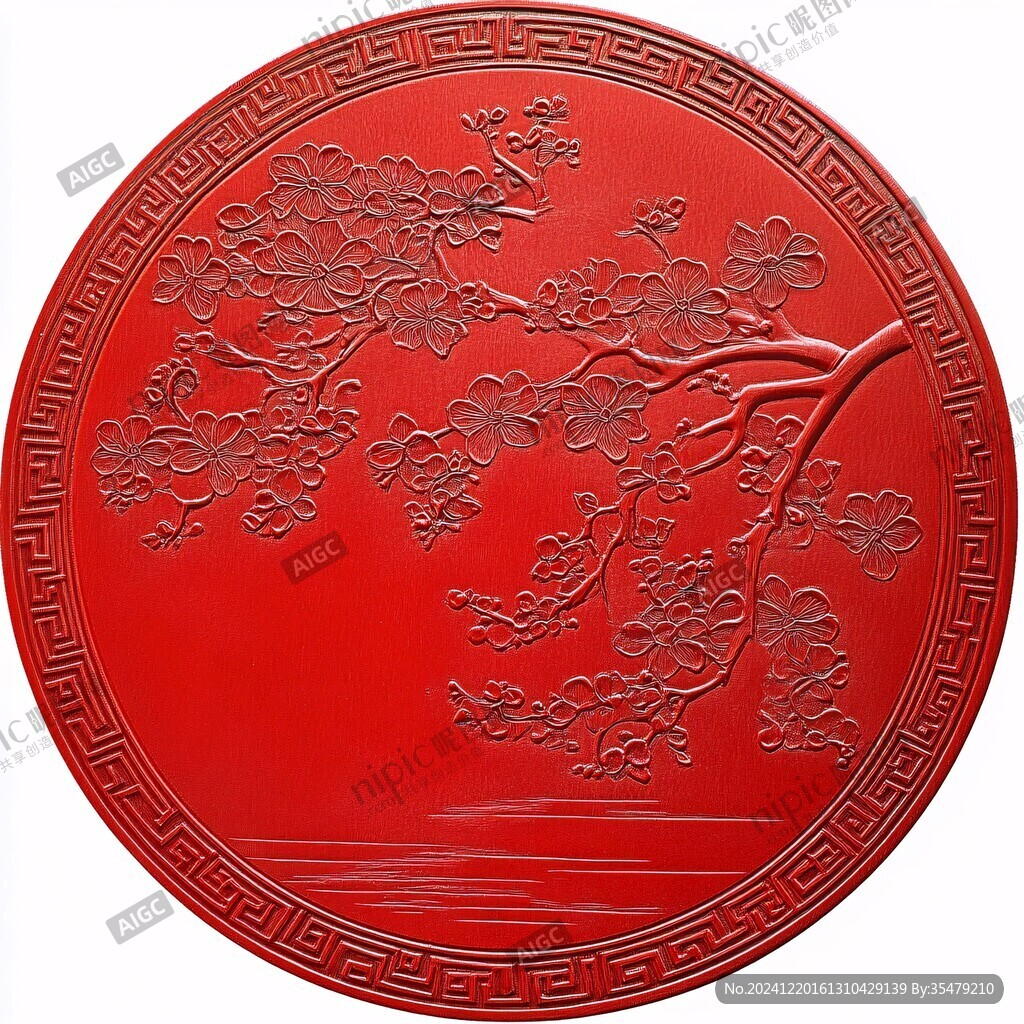 中式圆形浮雕