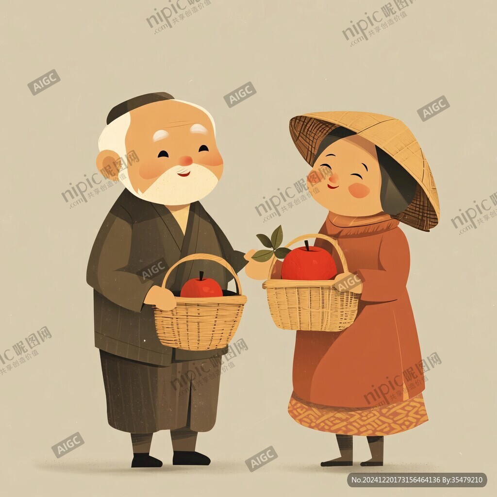 抱着农产品的人物