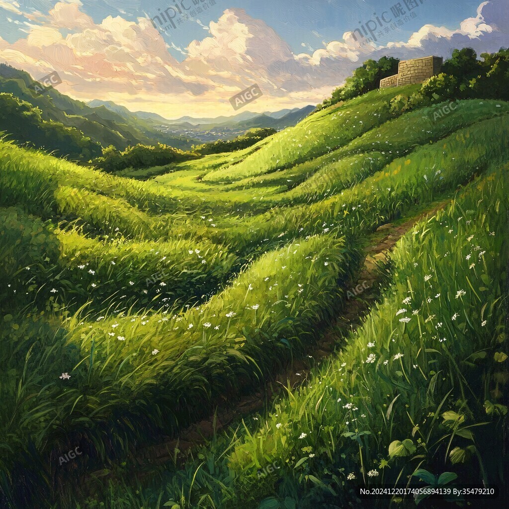 茶园风光插画