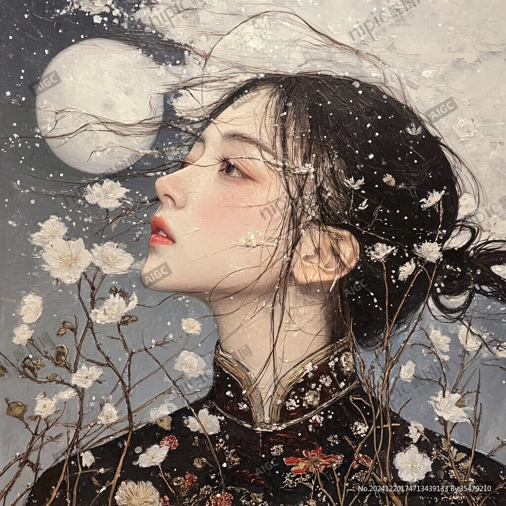 古风美女头像插画封面