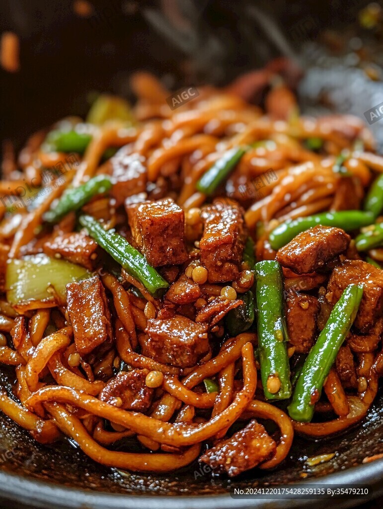 肉焖面铁锅焖面