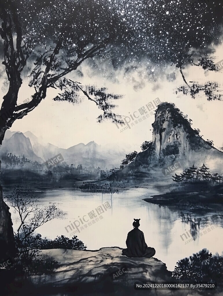 禅意画意境画水彩画