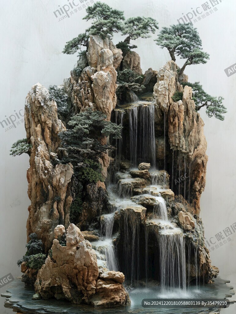 假山流水图片素材下载
