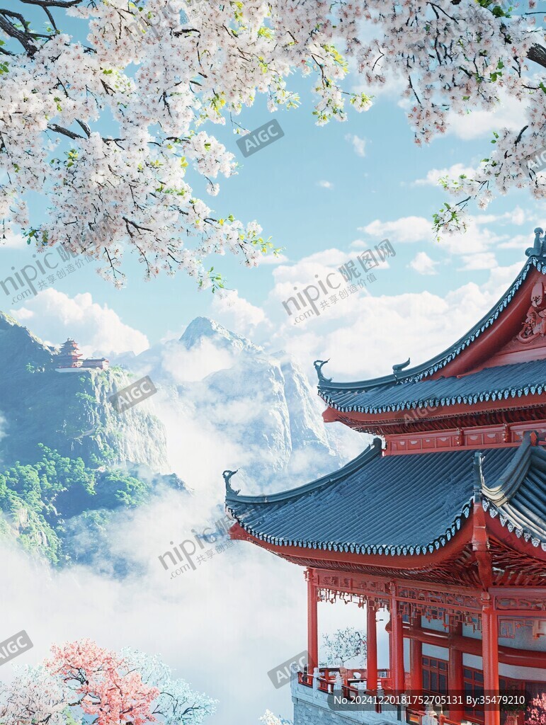春山楼阁仙境