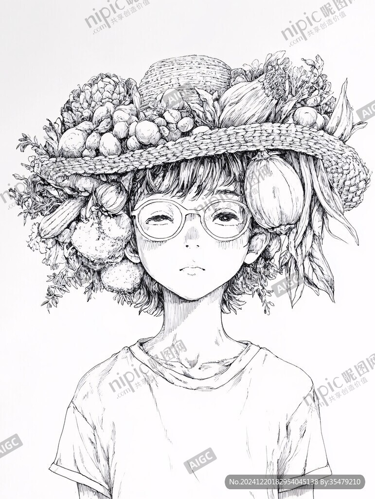 黑白线稿风