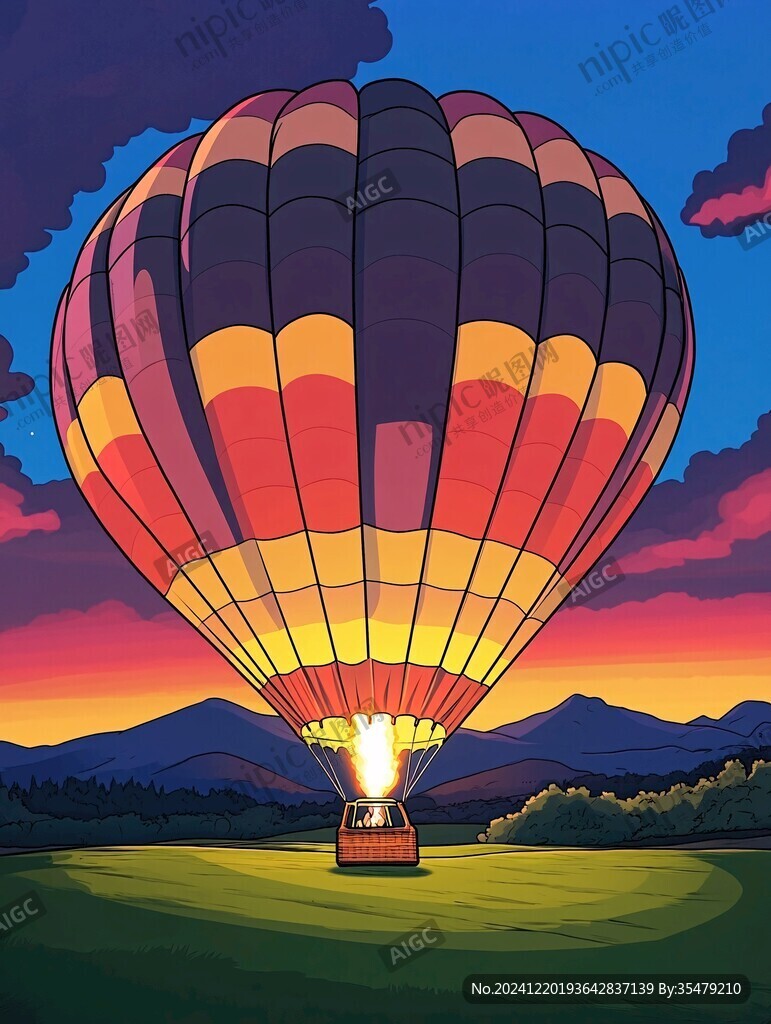 热气球插画场景