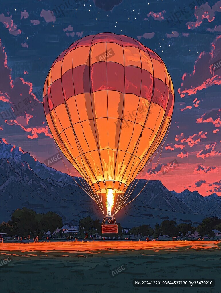 热气球插画场景