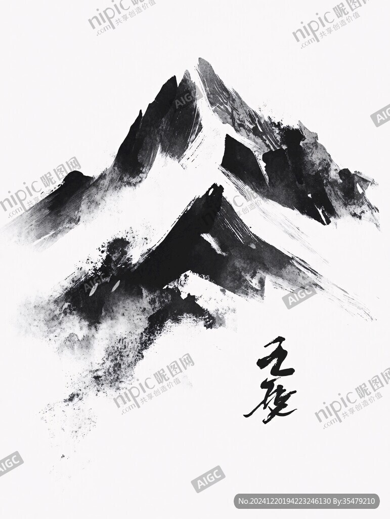 水墨风山峰