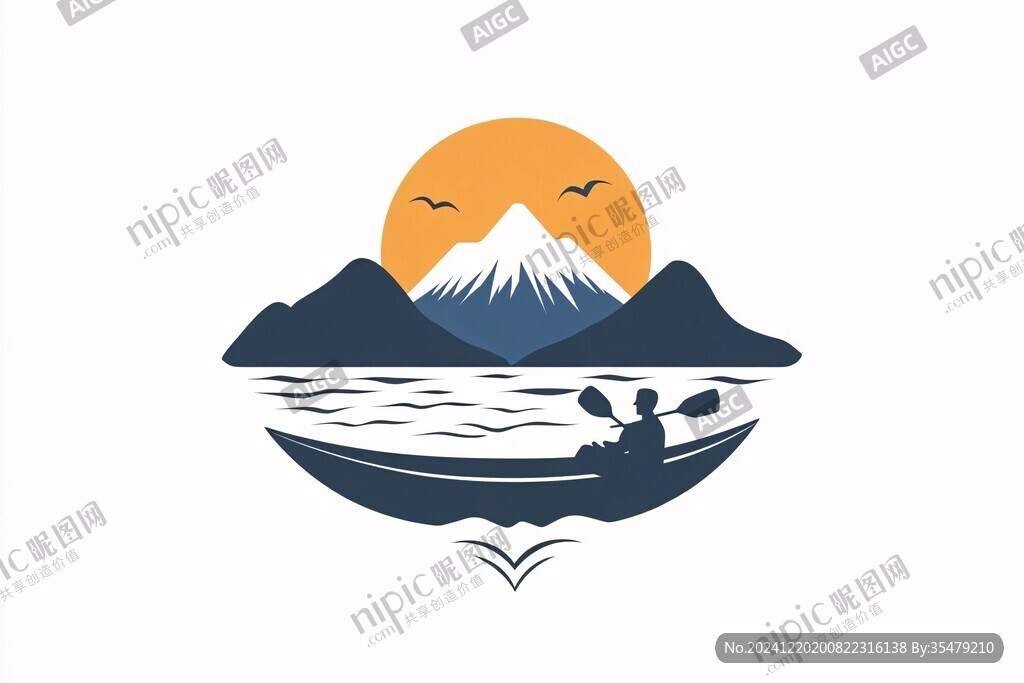 山水插画logo
