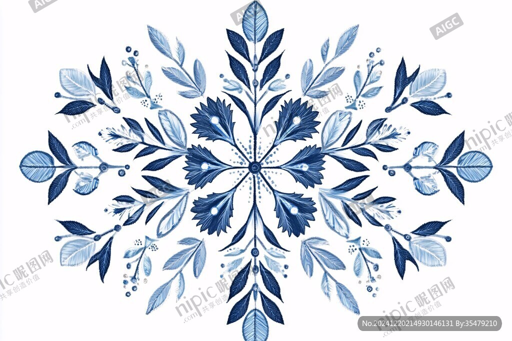 手绘蓝雪花