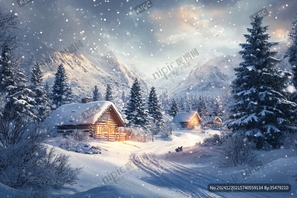 高清唯美雪夜