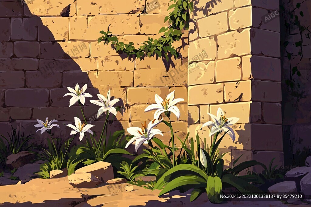 墙角的花园花园插画