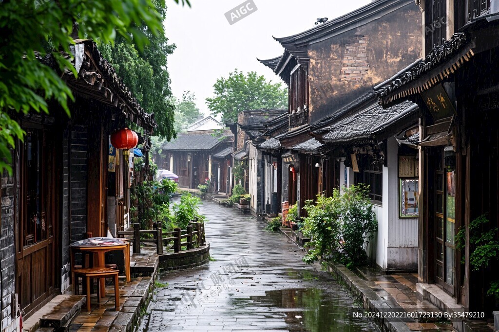 雨后古镇街道