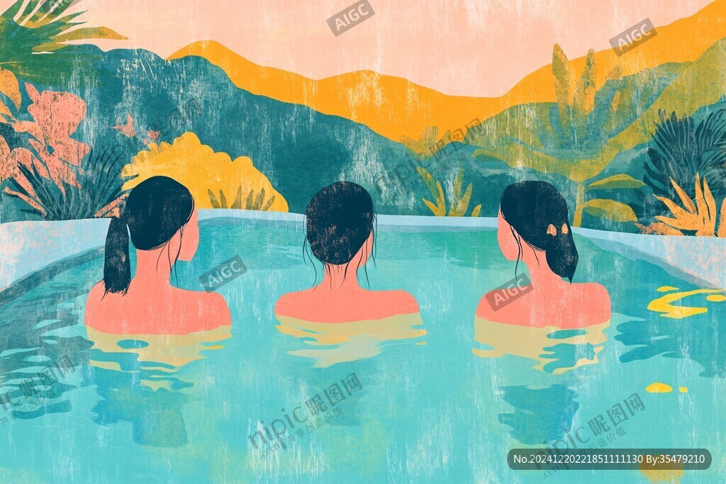 浴池插画