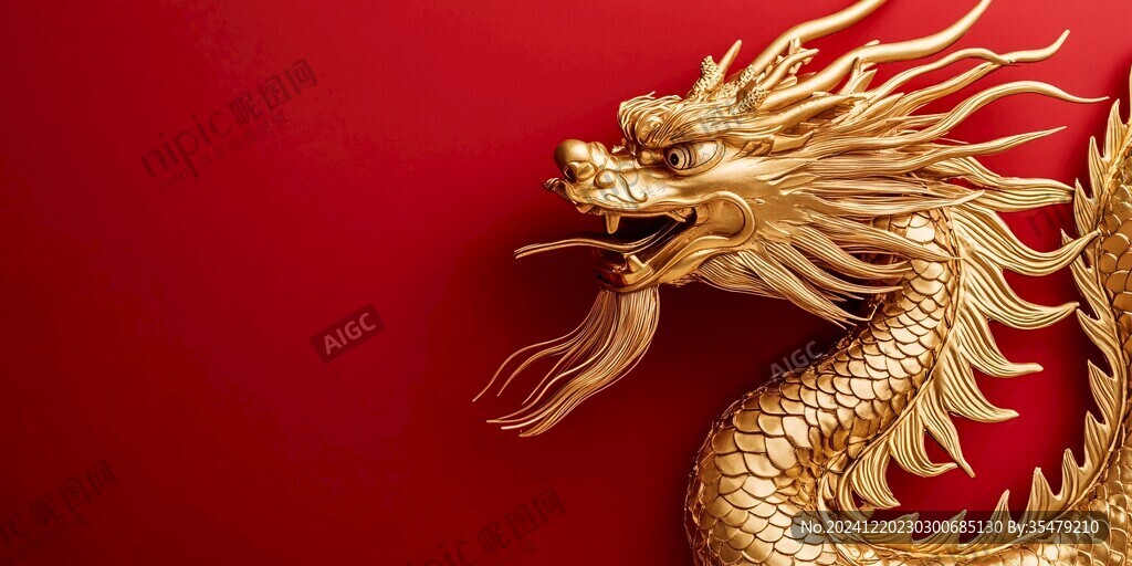 龙年烫金插画