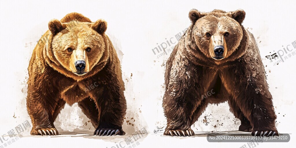 手绘熊ip插画
