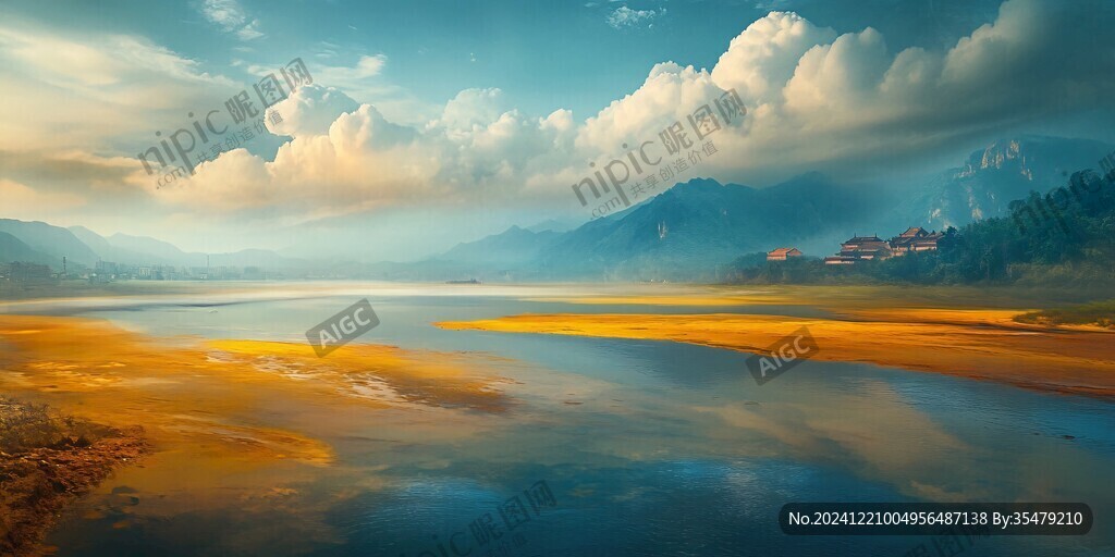 长江流域金色大气背景