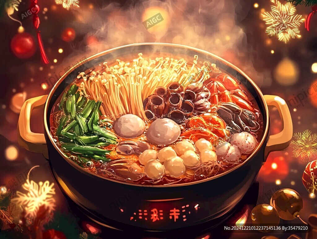 圣诞节火锅插画