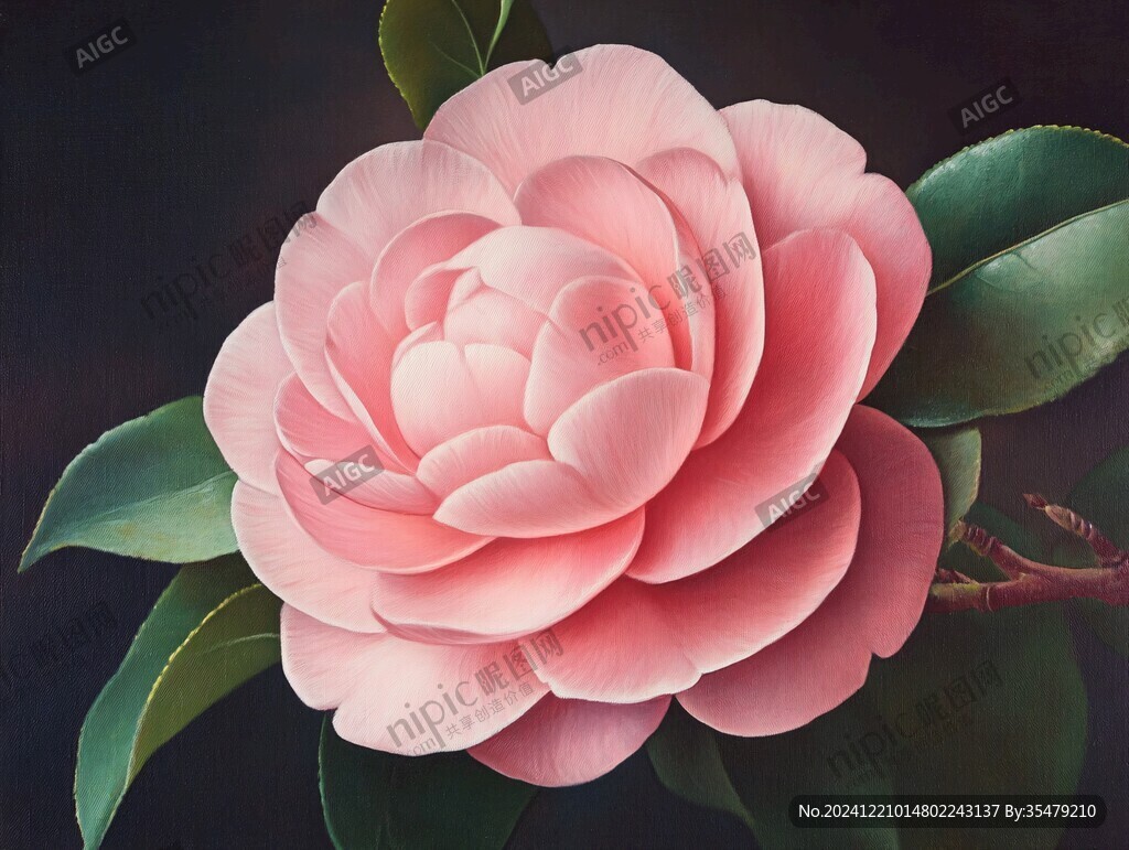 油画山茶花