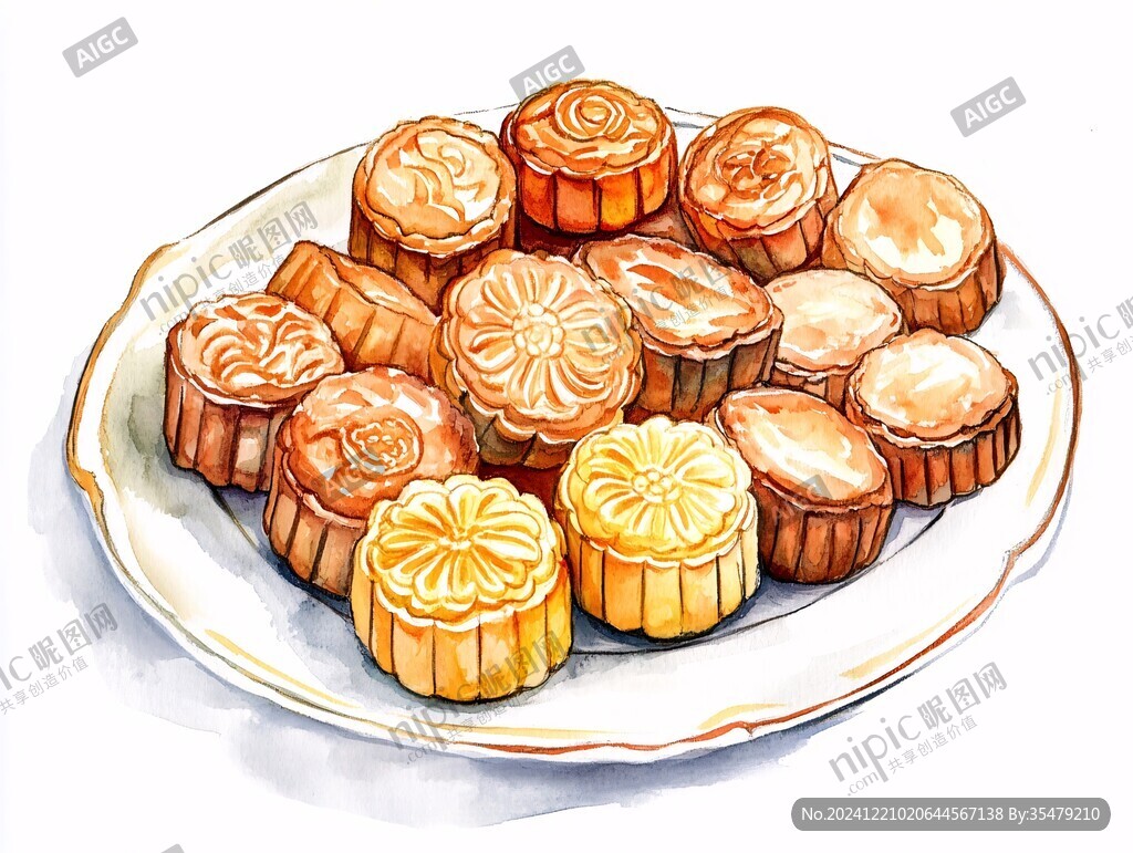 月饼手绘