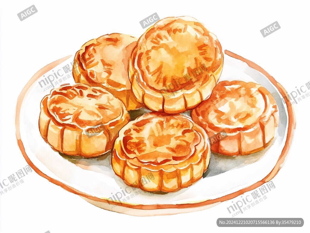 手绘月饼插画
