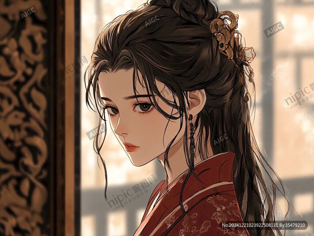 红衣少女设计古风