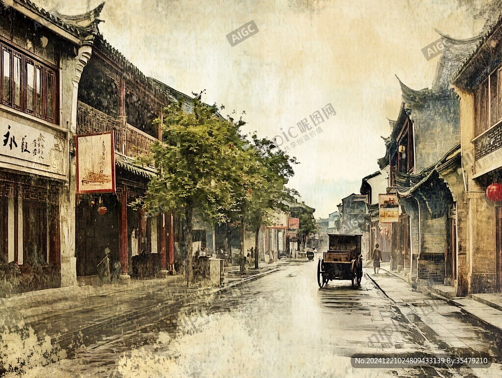 雨后古镇街道