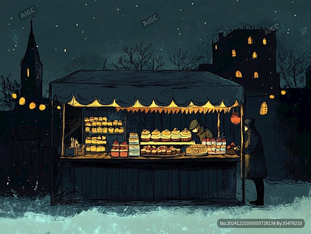 年糕店插画