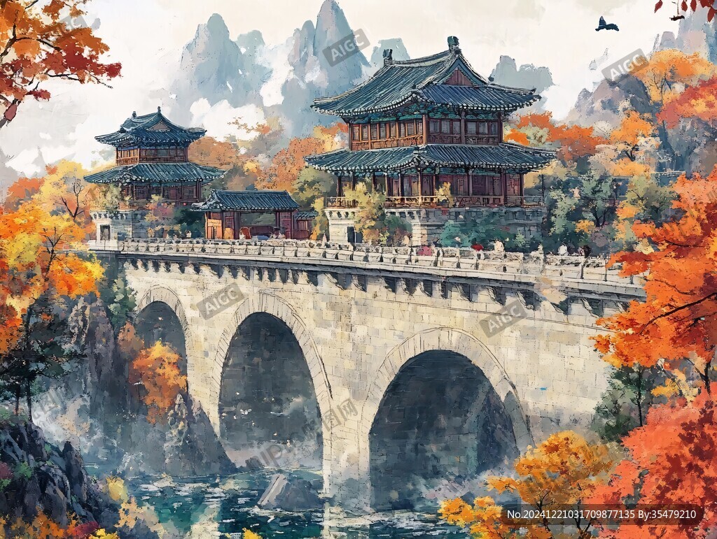 古桥插画