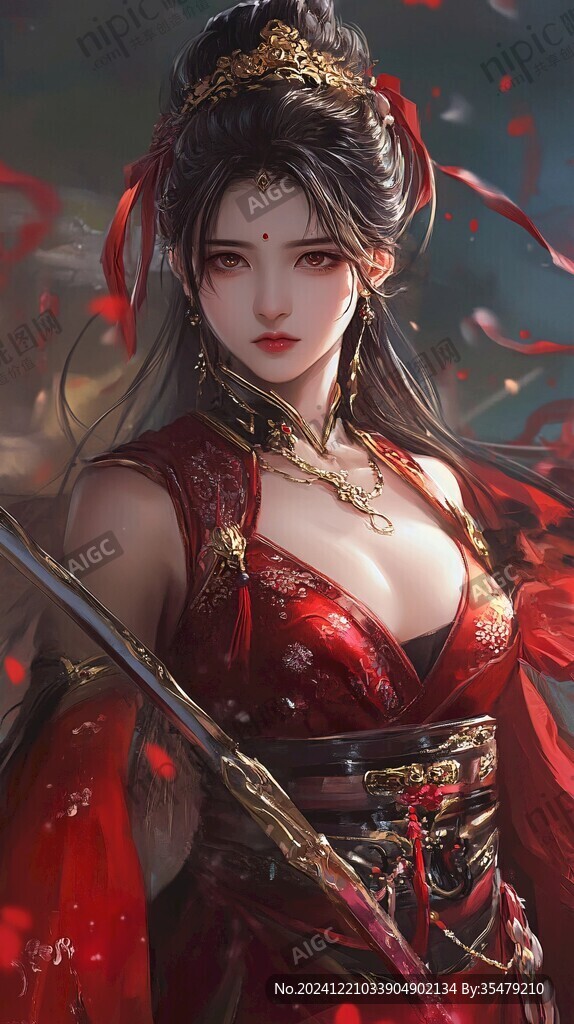 红衣少女设计古风