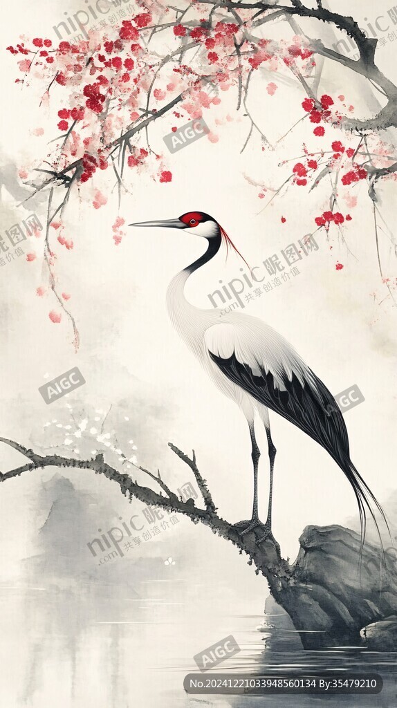 古风仙鹤插画