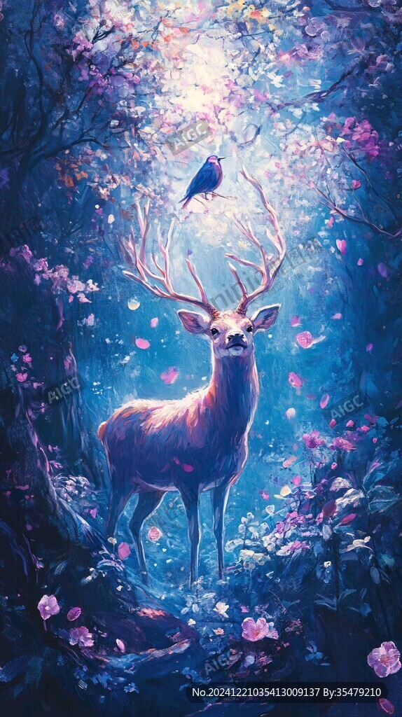 卡通唯美梦幻鹿