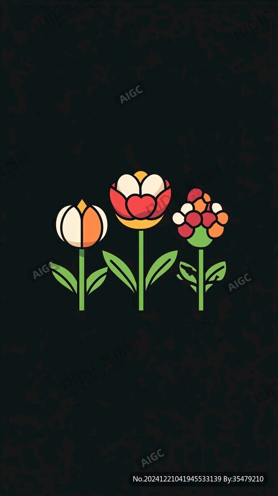 黑底小花朵图案