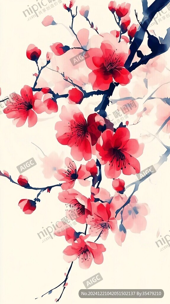 古风木棉花插画